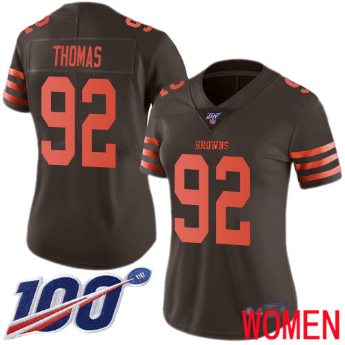 Cleveland Browns Chad Thomas Women Brown Limited Jersey #92 NFL Football 100th Season Rush Vapor Untouchable